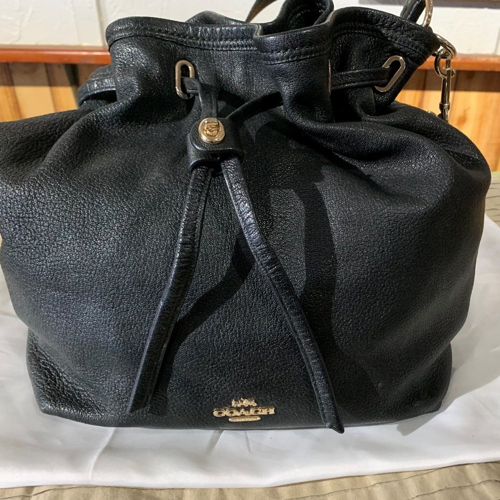 Coach Black Leather Bucket Bag